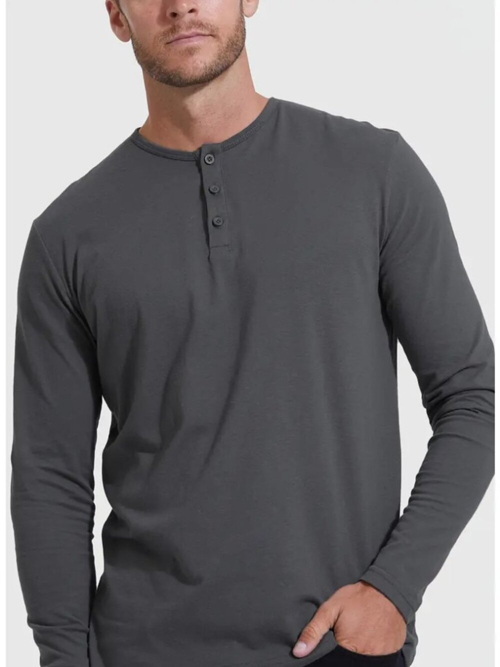 NWT - True Classic Men's Carbon Long Sleeve 2XL Tall Classic Henley
